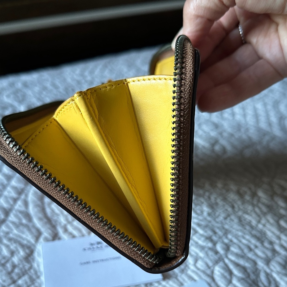 Coach saddle Brown Wallet with Yellow Pac-Man Motif - Picture 10 of 11